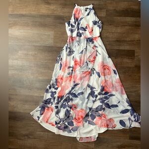 Elegant Floral Maxi Dress in Pink and Purple